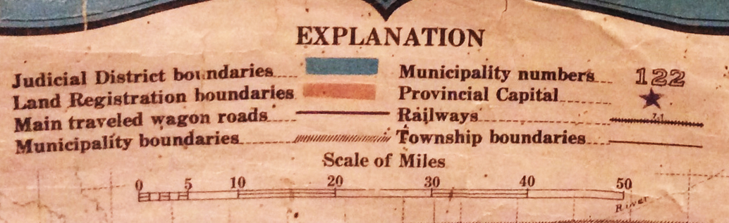 scale for 1917 Scarborough's map of Saskatchewan