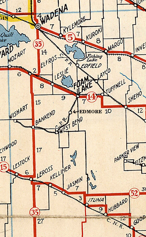 Saskatchewan Government Insurance Highway Map of Saskatchewan issued in cooperation with the Department of Highways and Transportation Canada 1954  