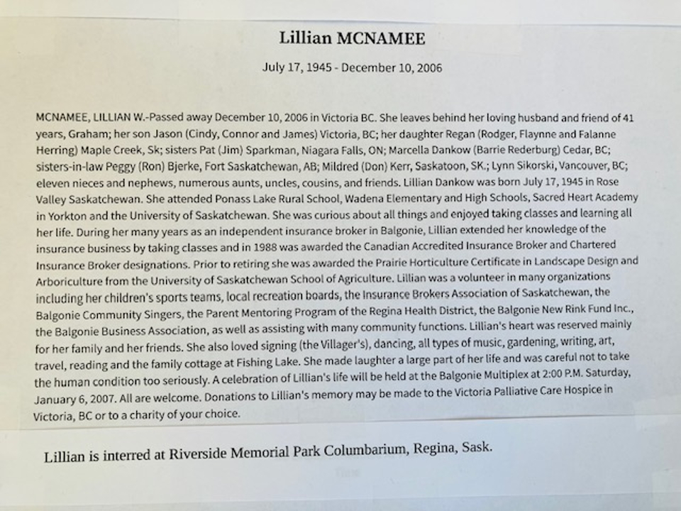 Lillian McNamee obit