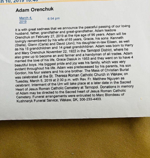 Adam Orenchuk obit