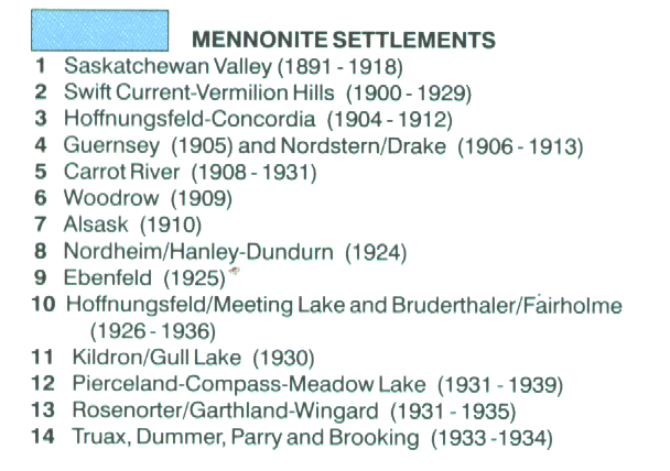 mennonite Index - Ethnic Bloc Settlements 1850s-1990s