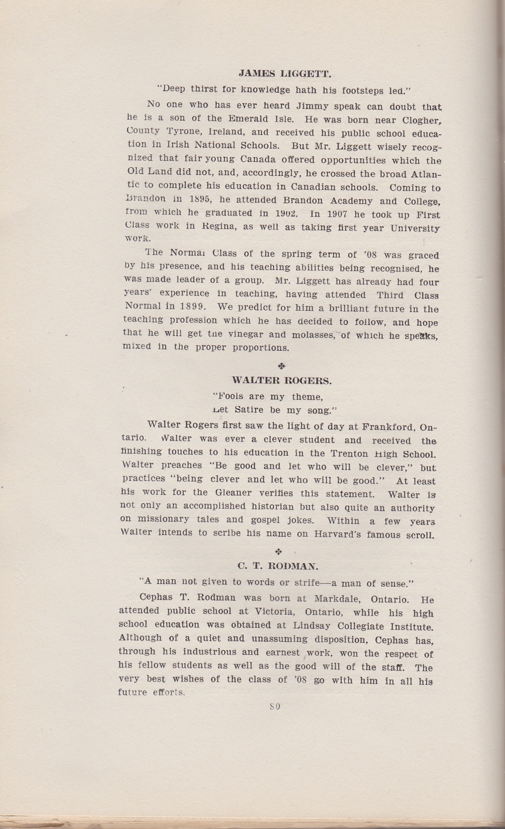 Souvenir Normal School Regina Spring 1908  - Saskatchewan Gen Web - Saskatchewan One room School Project