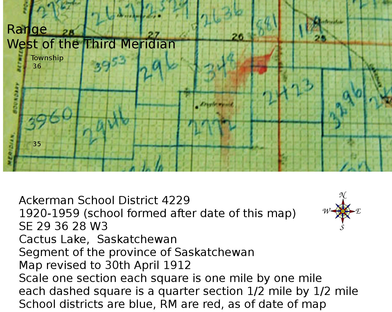 Ackerman School District 4229, 1920-1959, SE 29 36 28 W3, Cactus Lake, , Saskatchewan,  