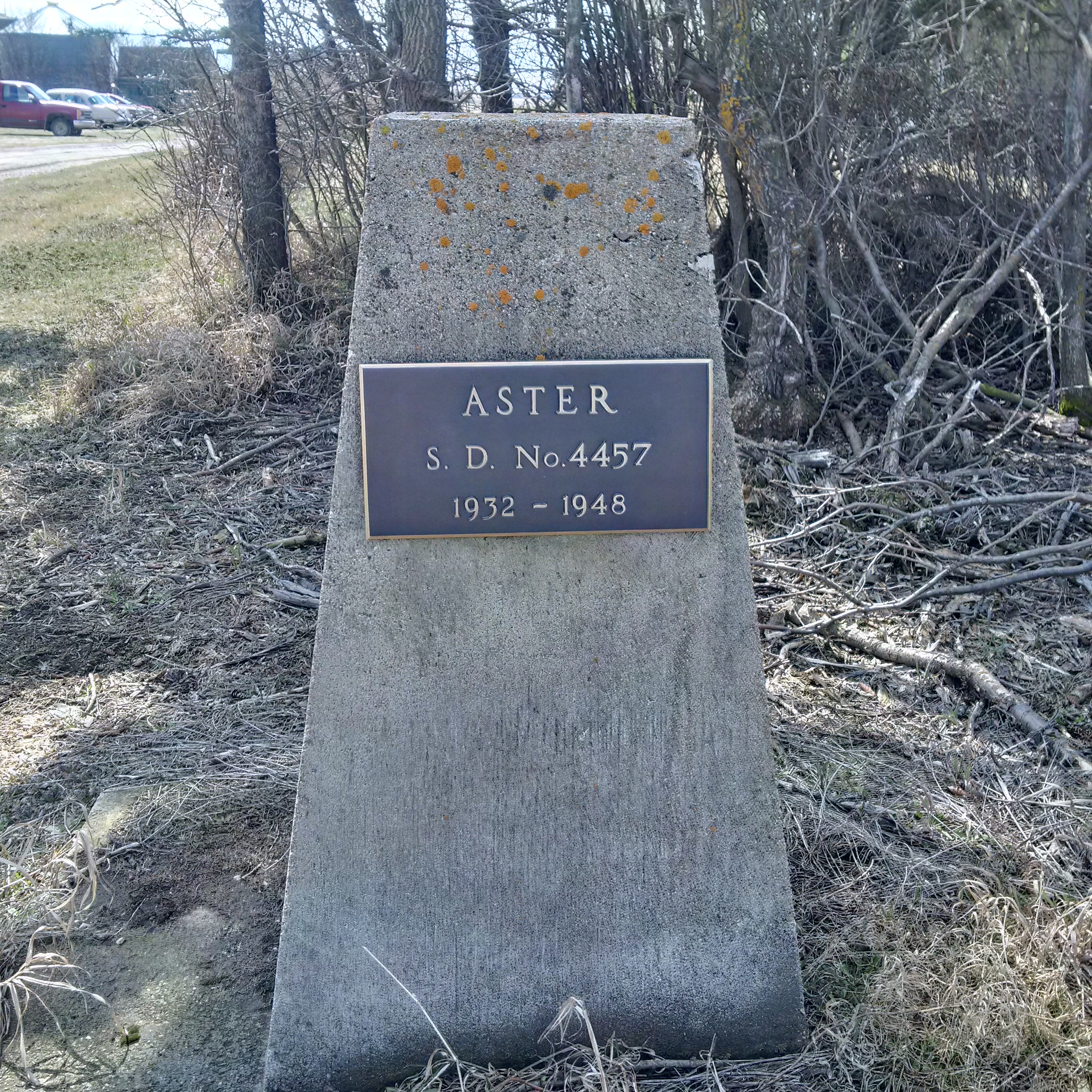  ASTER school district 4457, 1932-1948, NE 8 35 26 W3, near Major,    Saskatchewan,  