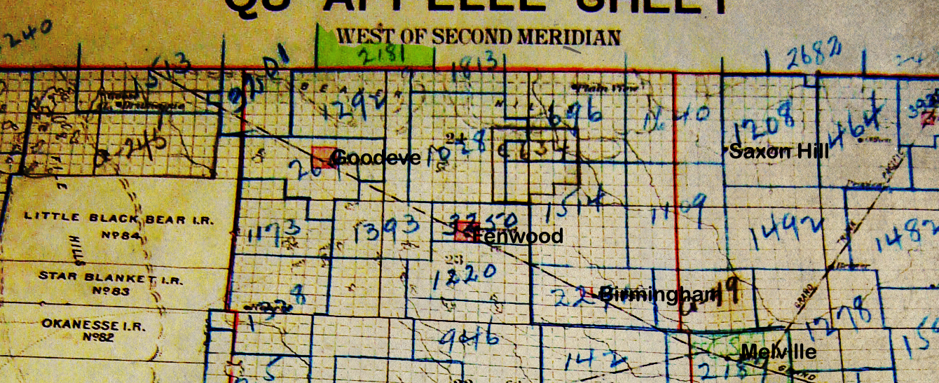 BERNADINE 	School District # 2181, 		Sec 	Tsp 25 	Rge 9 	W of the 2 Meridian, Goodeve, Sec.10, Twp.24, R.9, W2  