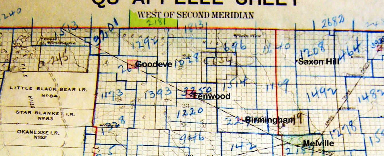 BERNADINE 	School District # 2181, 		Sec 	Tsp 25 	Rge 9 	W of the 2 Meridian, Goodeve, Sec.10, Twp.24, R.9, W2  