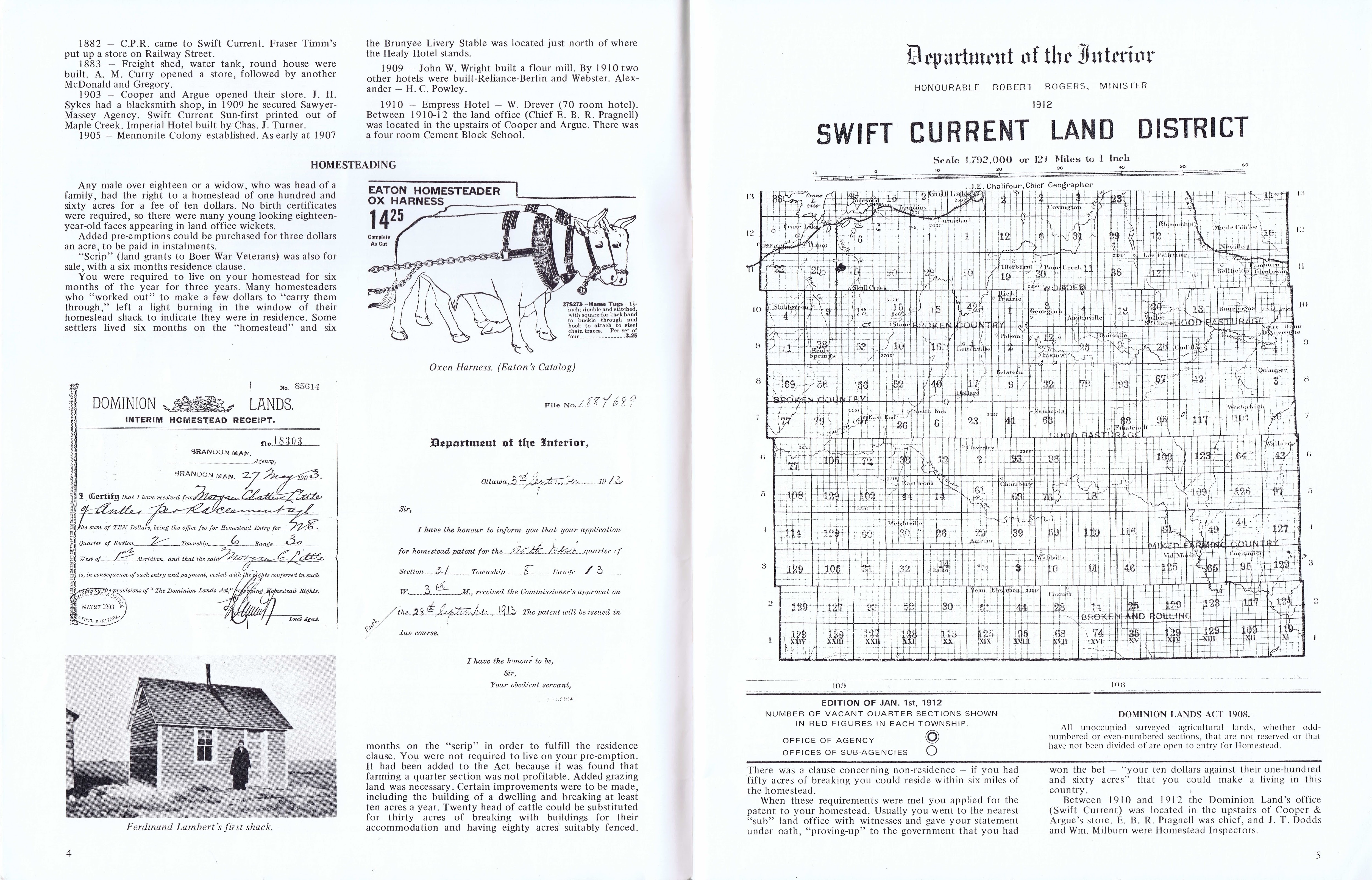 History of Cadillac and Surrounding District, The Good Old Days, Prepared by Alta Legros and Marlene Davidson for Homecoming '71, Elmwood, Fairy Lake, Boule Creek, Priory, Wheatville, Crichton, Bedford, Orwell, Highway, Gouverneur, McKnight, Pinto Head, Driscol Lake, Frenchville, Lac Pelletier, Notre Dame, Cadillac,  Saskatchewan, Canada   