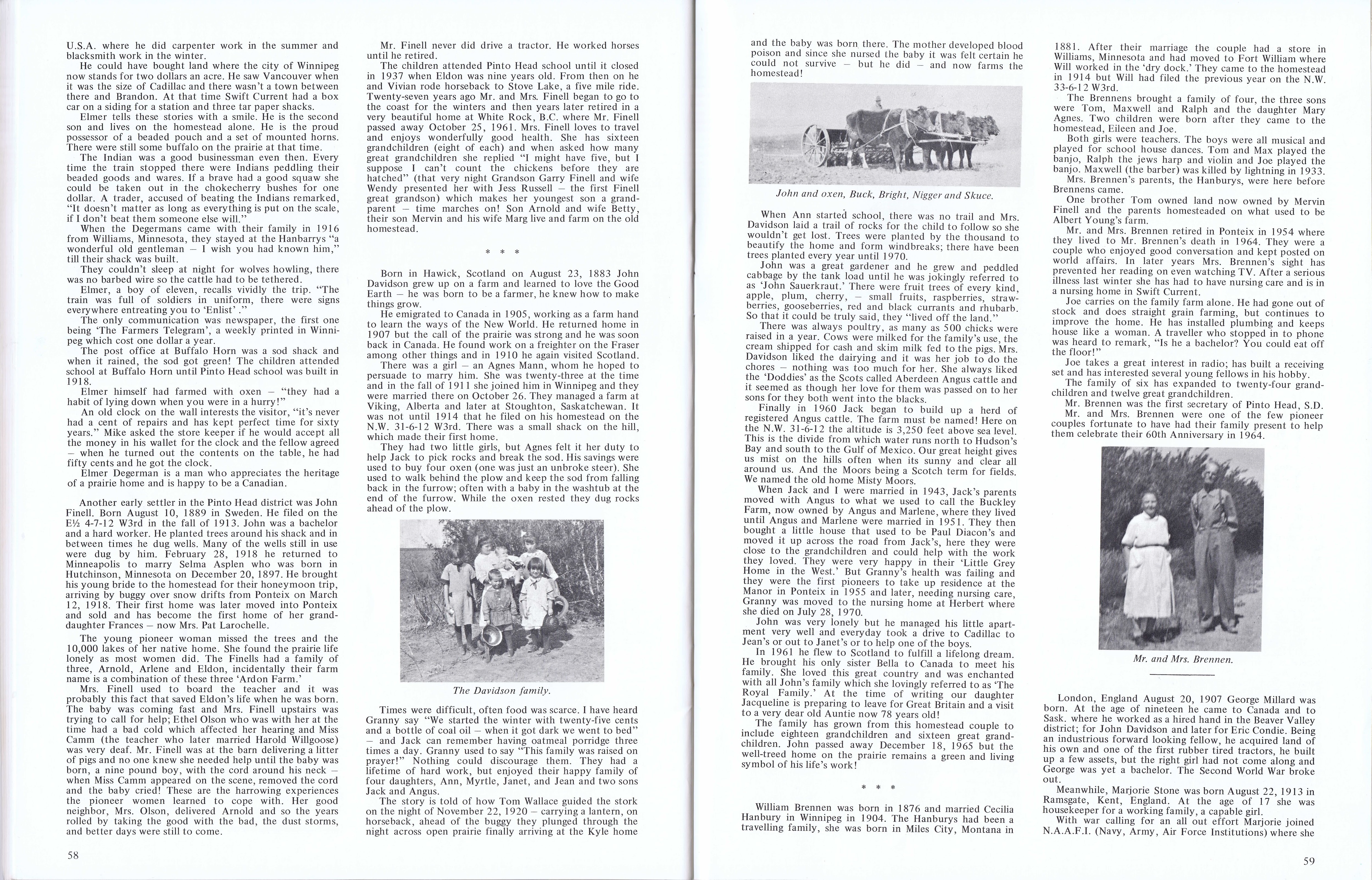 History of Cadillac and Surrounding District, The Good Old Days, Prepared by Alta Legros and Marlene Davidson for Homecoming '71, Elmwood, Fairy Lake, Boule Creek, Priory, Wheatville, Crichton, Bedford, Orwell, Highway, Gouverneur, McKnight, Pinto Head, Driscol Lake, Frenchville, Lac Pelletier, Notre Dame, Cadillac,  Saskatchewan, Canada   