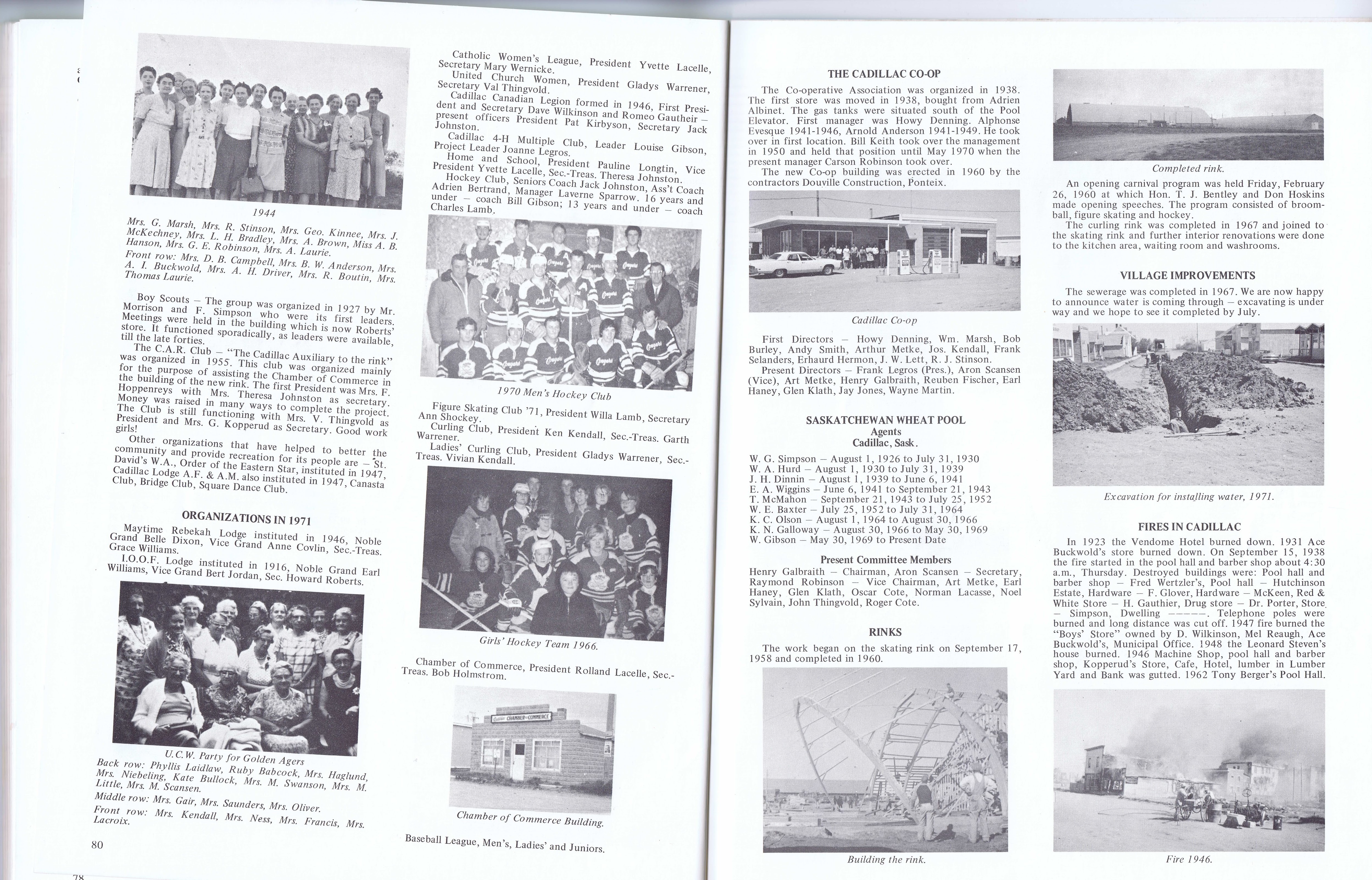 History of Cadillac and Surrounding District, The Good Old Days, Prepared by Alta Legros and Marlene Davidson for Homecoming '71, Elmwood, Fairy Lake, Boule Creek, Priory, Wheatville, Crichton, Bedford, Orwell, Highway, Gouverneur, McKnight, Pinto Head, Driscol Lake, Frenchville, Lac Pelletier, Notre Dame, Cadillac,  Saskatchewan, Canada   