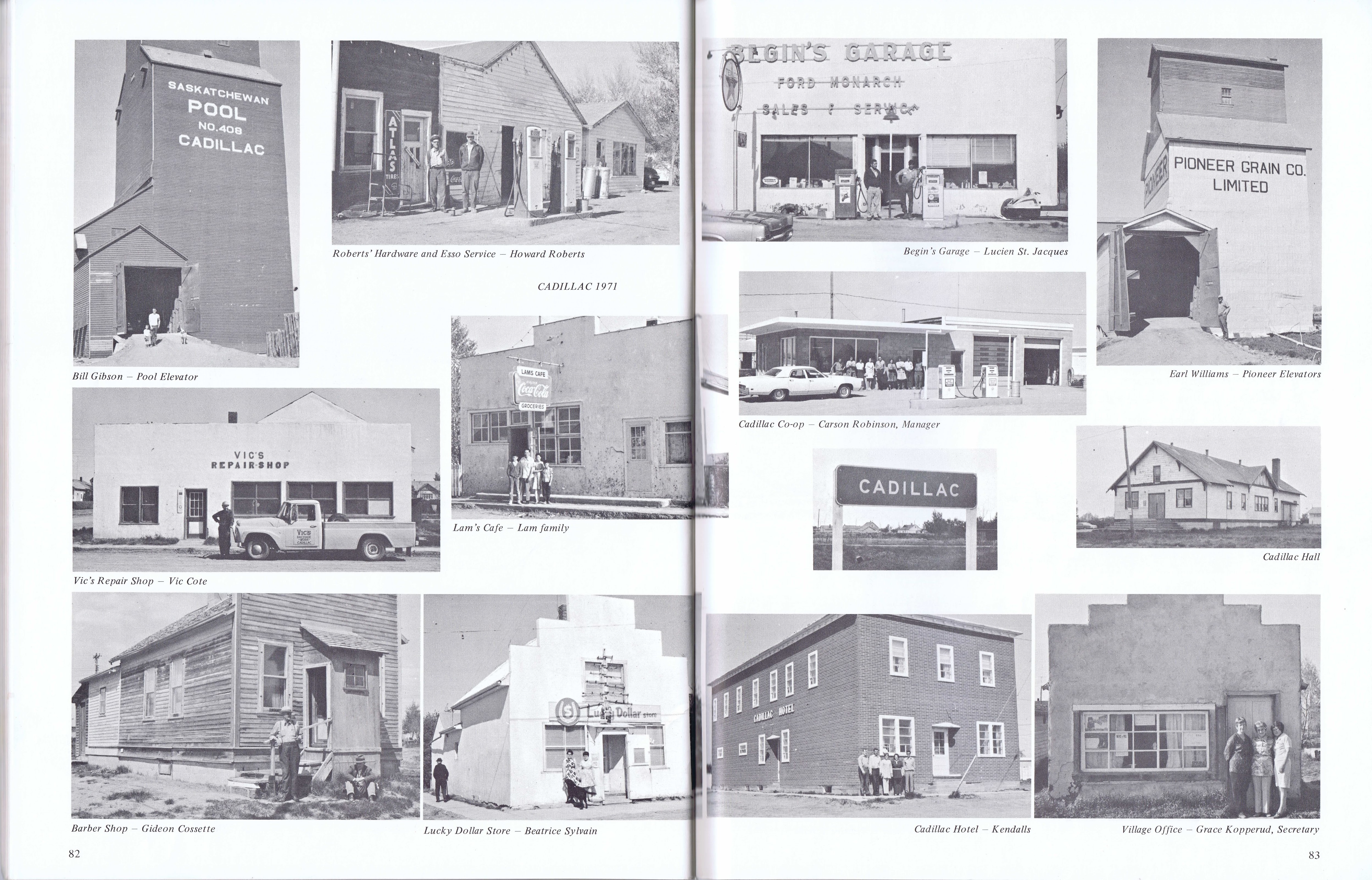 History of Cadillac and Surrounding District, The Good Old Days, Prepared by Alta Legros and Marlene Davidson for Homecoming '71, Elmwood, Fairy Lake, Boule Creek, Priory, Wheatville, Crichton, Bedford, Orwell, Highway, Gouverneur, McKnight, Pinto Head, Driscol Lake, Frenchville, Lac Pelletier, Notre Dame, Cadillac,  Saskatchewan, Canada   