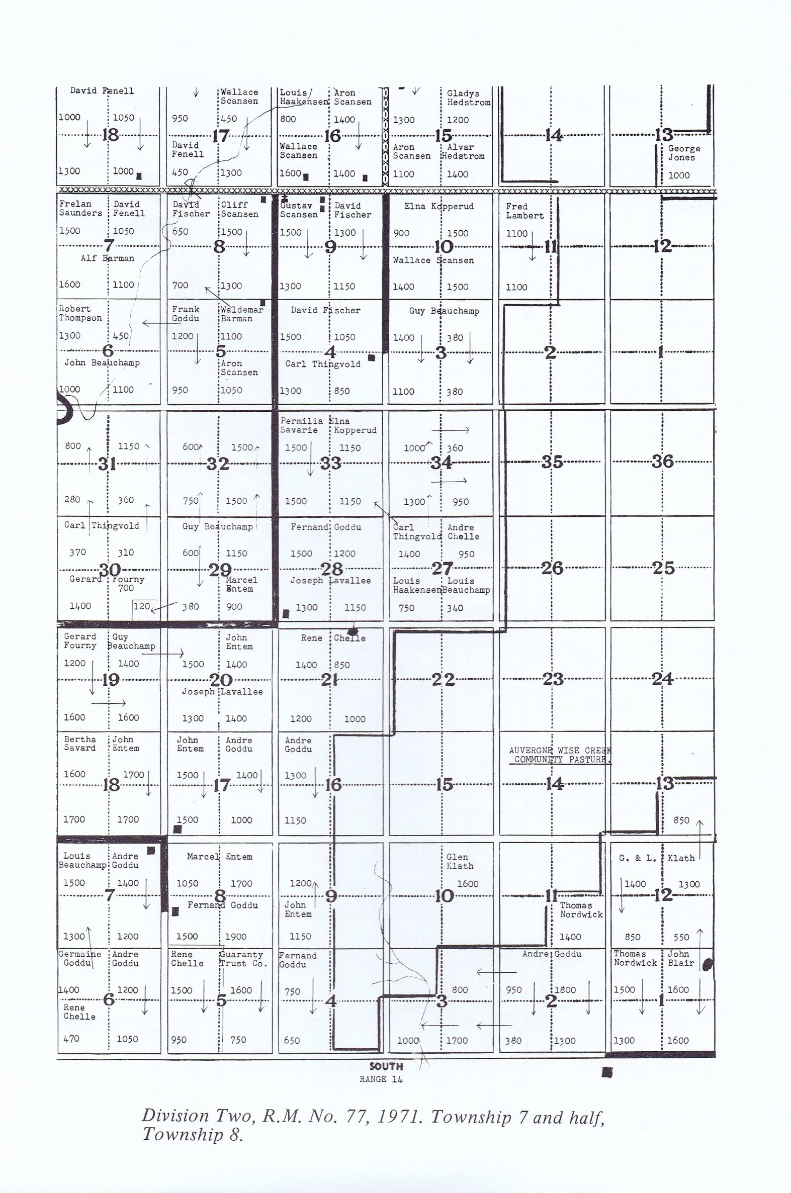 History of Cadillac and Surrounding District, The Good Old Days, Prepared by Alta Legros and Marlene Davidson for Homecoming '71, Elmwood, Fairy Lake, Boule Creek, Priory, Wheatville, Crichton, Bedford, Orwell, Highway, Gouverneur, McKnight, Pinto Head, Driscol Lake, Frenchville, Lac Pelletier, Notre Dame, Cadillac,  Saskatchewan, Canada   
