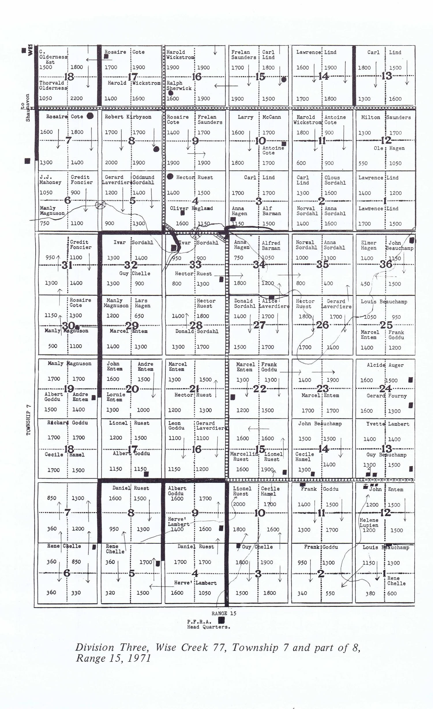 History of Cadillac and Surrounding District, The Good Old Days, Prepared by Alta Legros and Marlene Davidson for Homecoming '71, Elmwood, Fairy Lake, Boule Creek, Priory, Wheatville, Crichton, Bedford, Orwell, Highway, Gouverneur, McKnight, Pinto Head, Driscol Lake, Frenchville, Lac Pelletier, Notre Dame, Cadillac,  Saskatchewan, Canada   