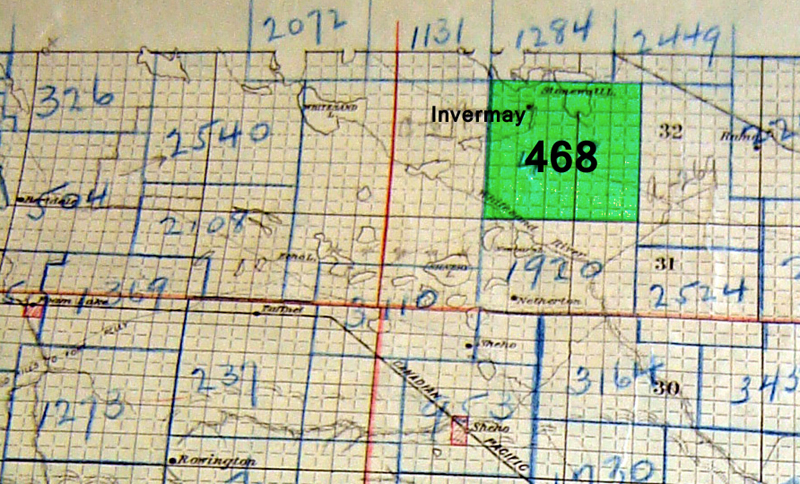 Chain of Lakes School District 468, on hwy 617  19km 12 mi from Sheho  and 6km 4 mi from Invermay, Decimal 	51.74943 -103.16382, DDD MM.MMM 	N 51 44.966 W 103 09.829, DDD MM SS.SSS 	N 51 44' 57.948