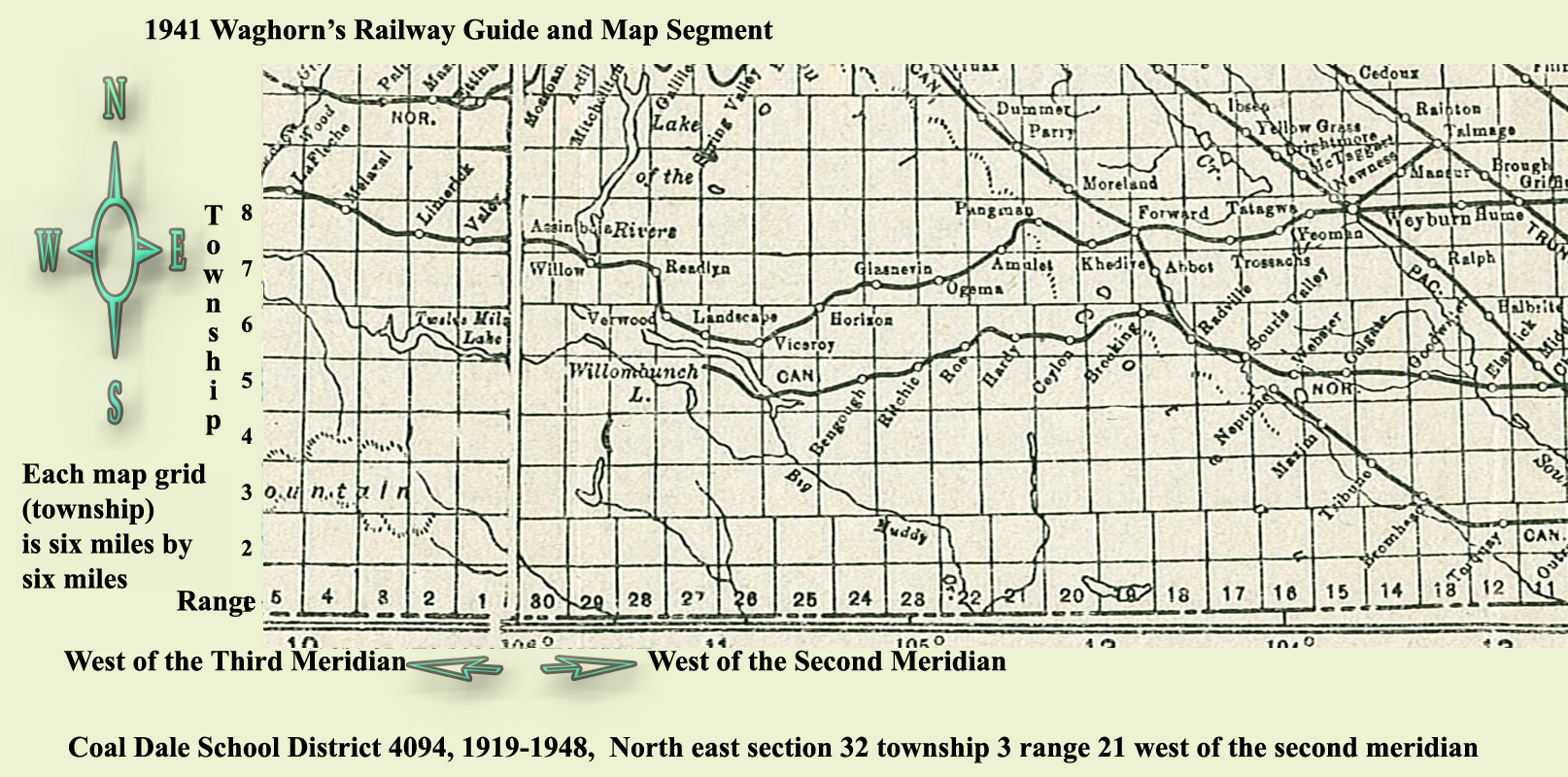 Map Coal Dale School District 4094,  North east section 32 township 3 range 21 west of the second meridian, 1919-1948,near Minton, Roanmine,  Saskatchewan,   