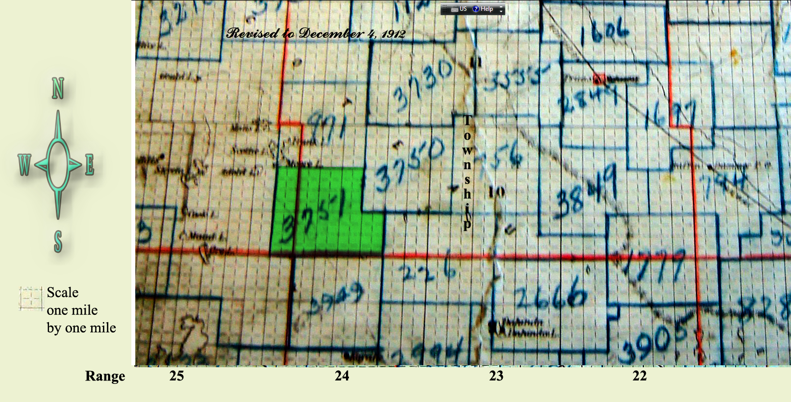 Map Croft School District 3751, 1916-1958,Crystal Hill , Saskatchewan,  North west section 8 township 8 range 24 