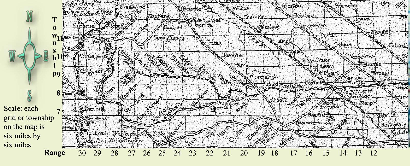 Map Croft School District 3751, 1916-1958,Crystal Hill , Saskatchewan,  North west section 8 township 8 range 24 