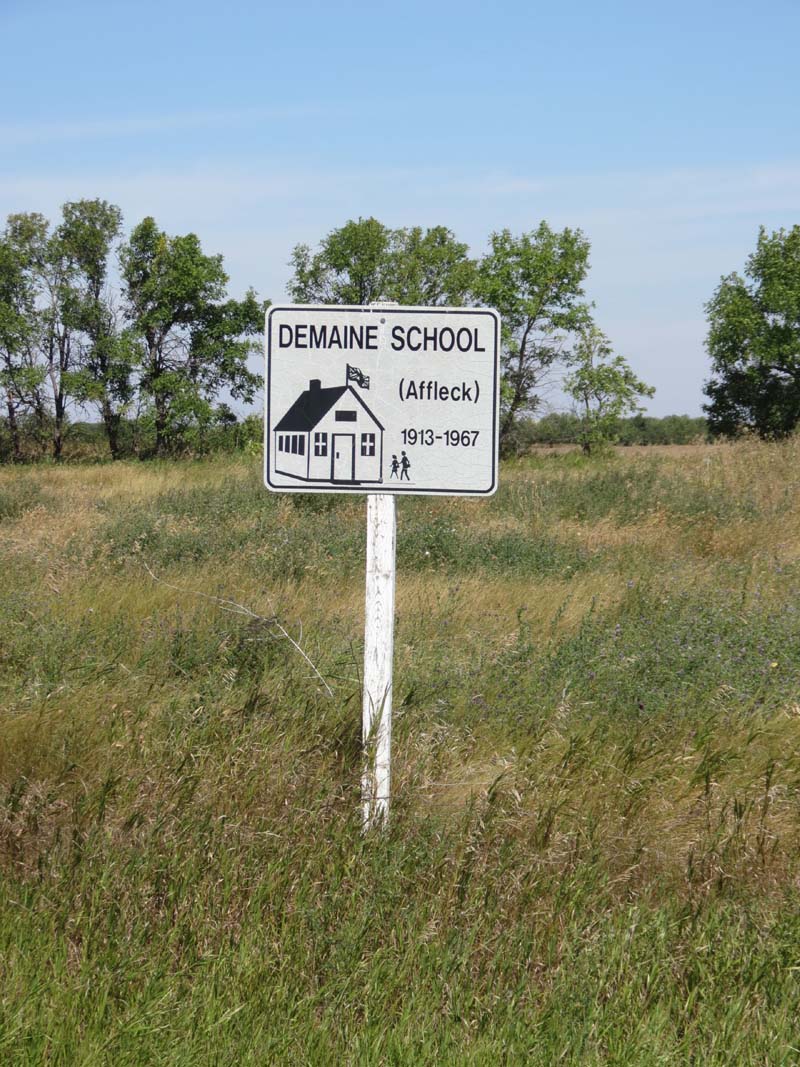 Demaine School District 2865, 1925-1967,  Affleck School District 2865,  1913-1925, Southwest section 25 township 22 range 10 west of the third meridian, Demaine hamlet north east section 24 township 22 range 10 west of the third meridian