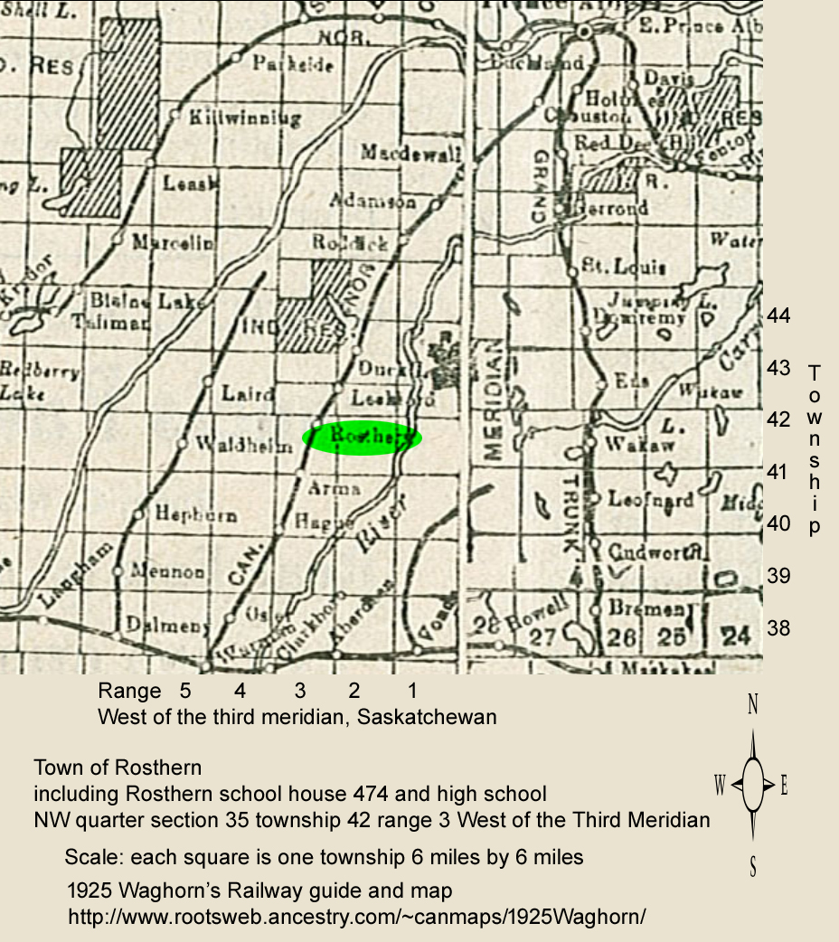 1925 Town of  Rosthern  map image