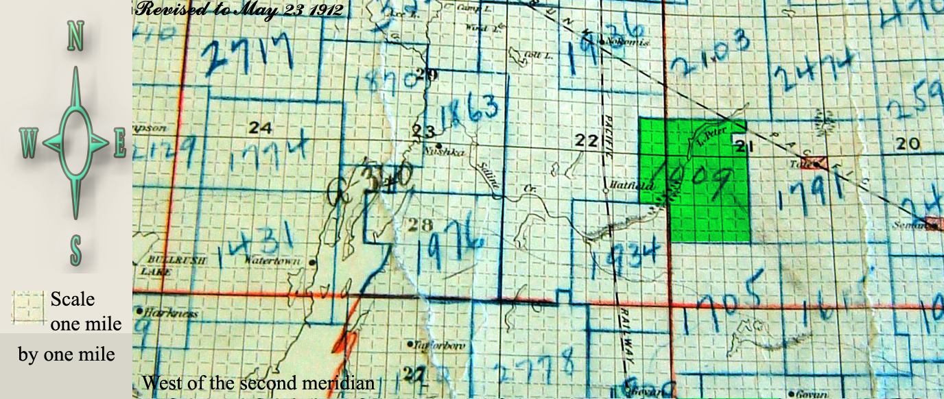 Garland School District 1009, 1914-1944, township 28 range 21 west of the 2nd meridian, NW section 2 township 28 range 21 west of the second meridian, near Nokomis South east section 27 township 29 range 22 west of the second meridian, 