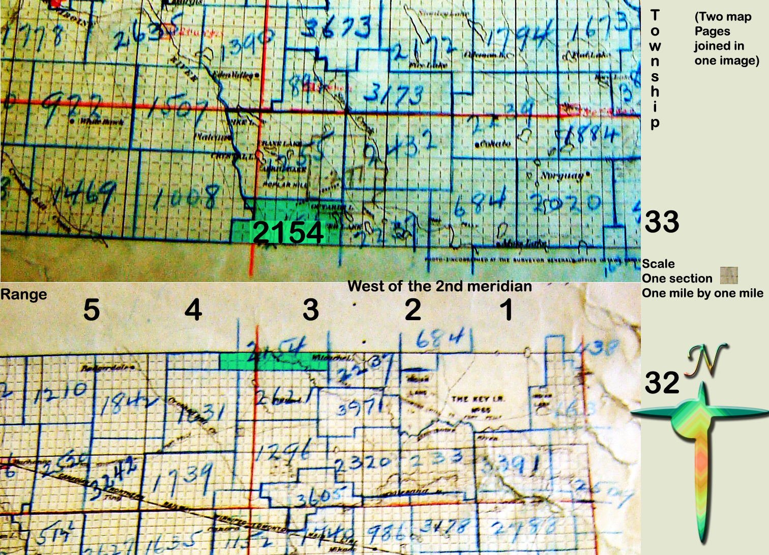 Map of  Gogol School District 2154, 51 48' 48 N, 102 24' 29,  W, SW section 5 Township 33 range 3  west of the second meridian near Stenen, Saskatchewan, 1908 to 1964 