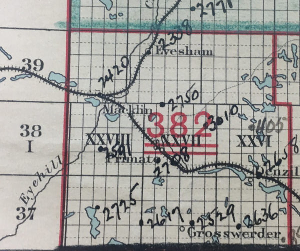 1917 Rural Municipality Map of  RM  of Eye Hill 382