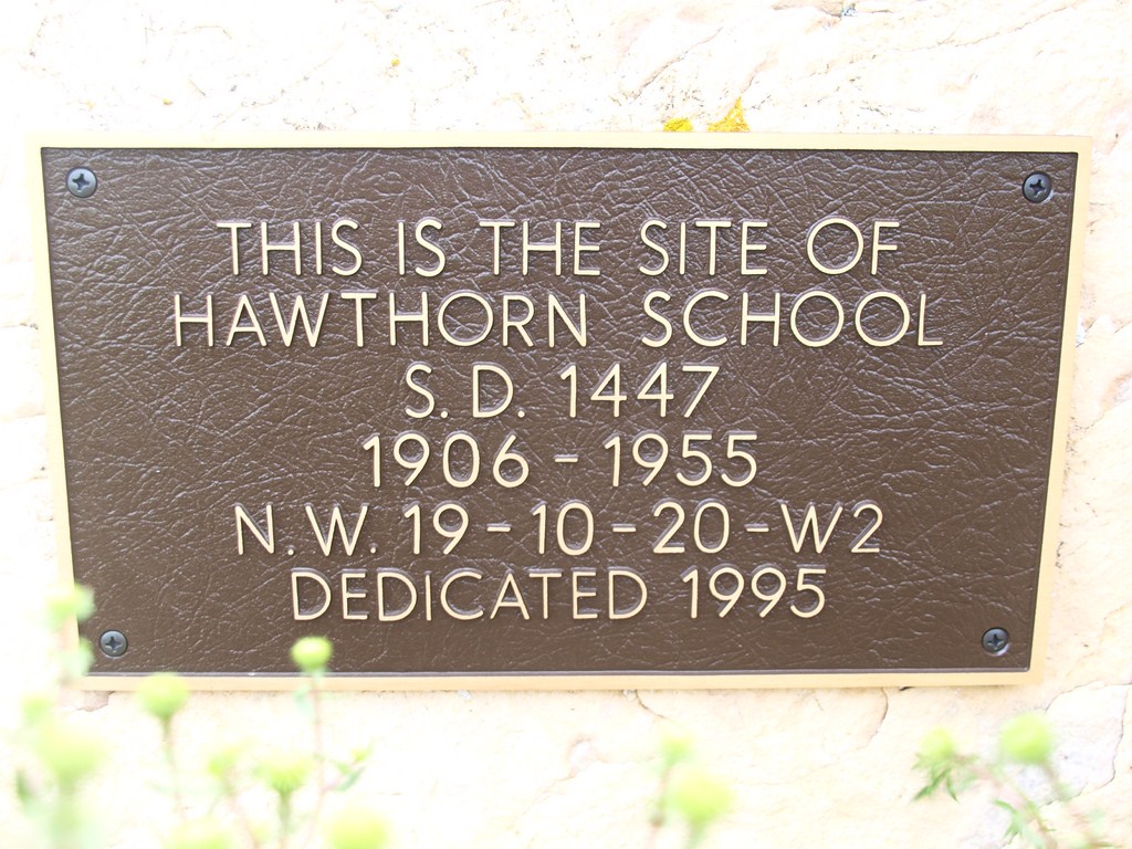 Hawthorn School District 1447, 1906-1955, North west Section 19, Township 10 Range 20 West of the 2nd Meridian. near Dummer, Truax, Parry, and Dahinda