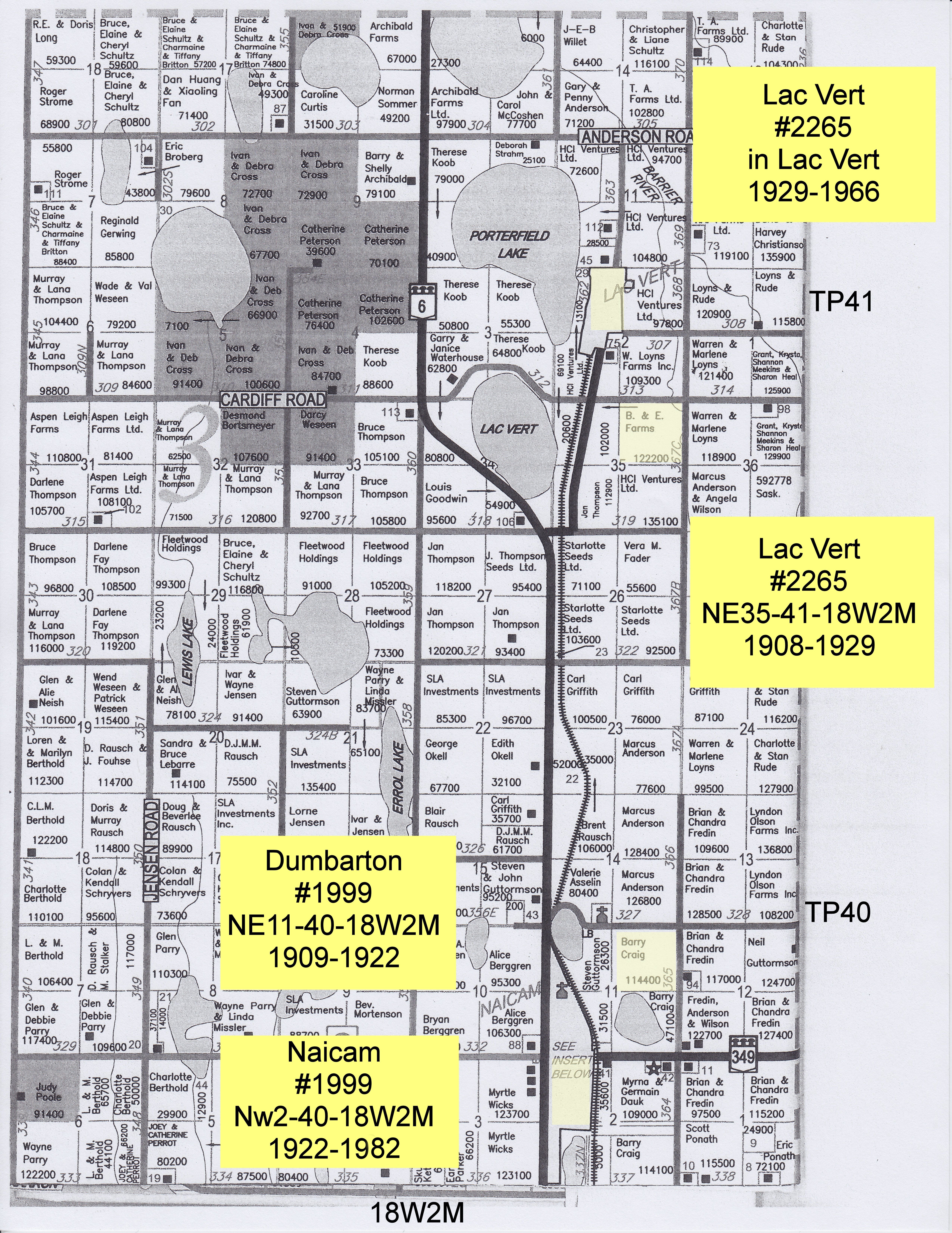 Map of Lac Vert School District 2265, Hamlet of Lac Vert, SW 2 41 18 W2, Green Lake, Tiny Lac Vert Nord, 10 41 18 W2, 1929-1966 Lac Vert, Lac Vert rural North East Quarter section 35 township 40 range 18 west of the second meridian, Glen Kelly, Saskatchewan, Sask, Sk, Canada, township, range, meridian, vintage, antique, school, school house, one room school house, one room school, school-house, one-room school-house, one room school house project, One Room School Project,   