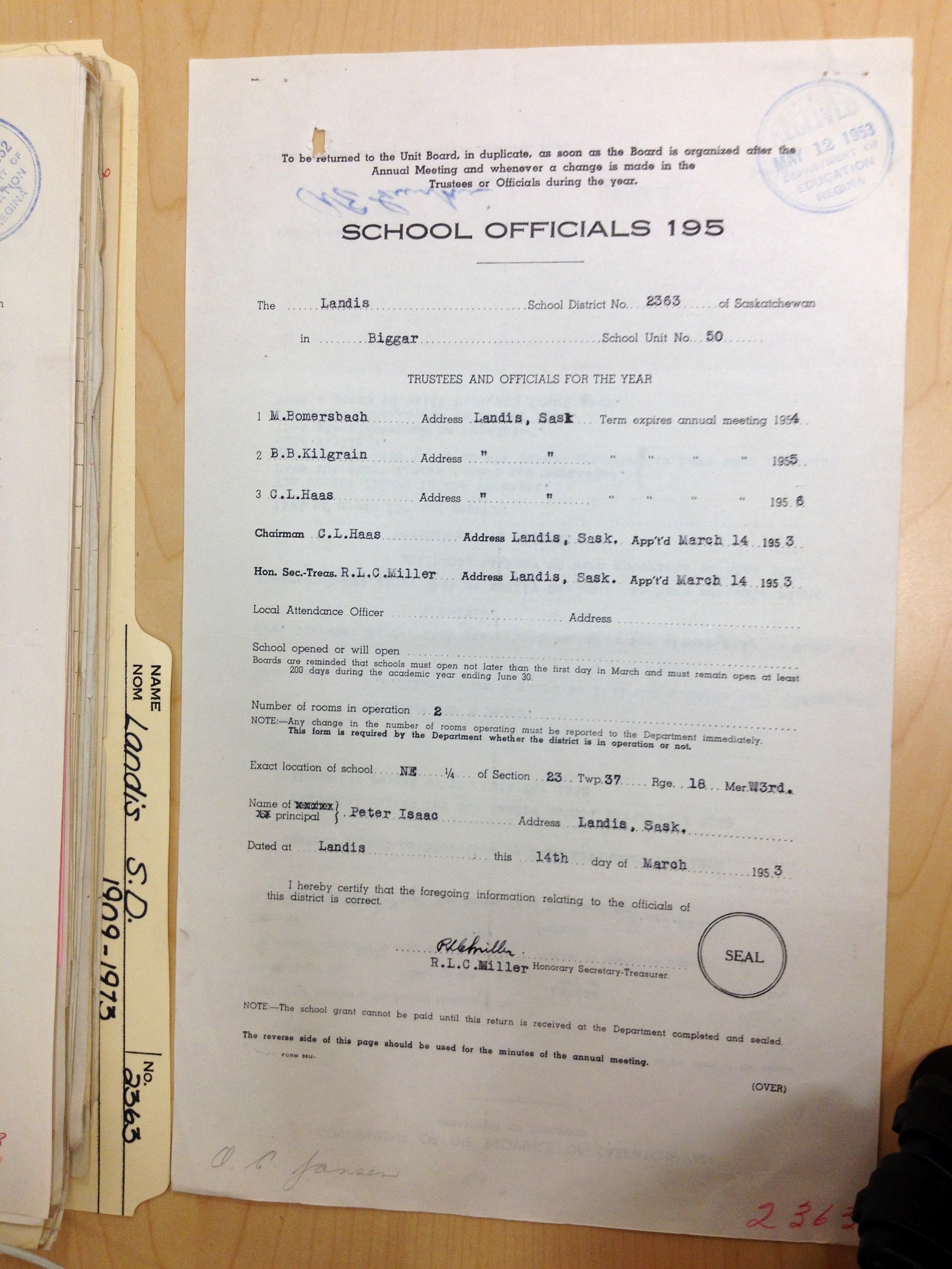 Landis School District 2363, 1909-1973, Village of Landis, North west quarter section 24 township 37 range 18 west of the third meridian,  Saskatchewan, - Saskatchewan Gen Web - Saskatchewan One room School Project