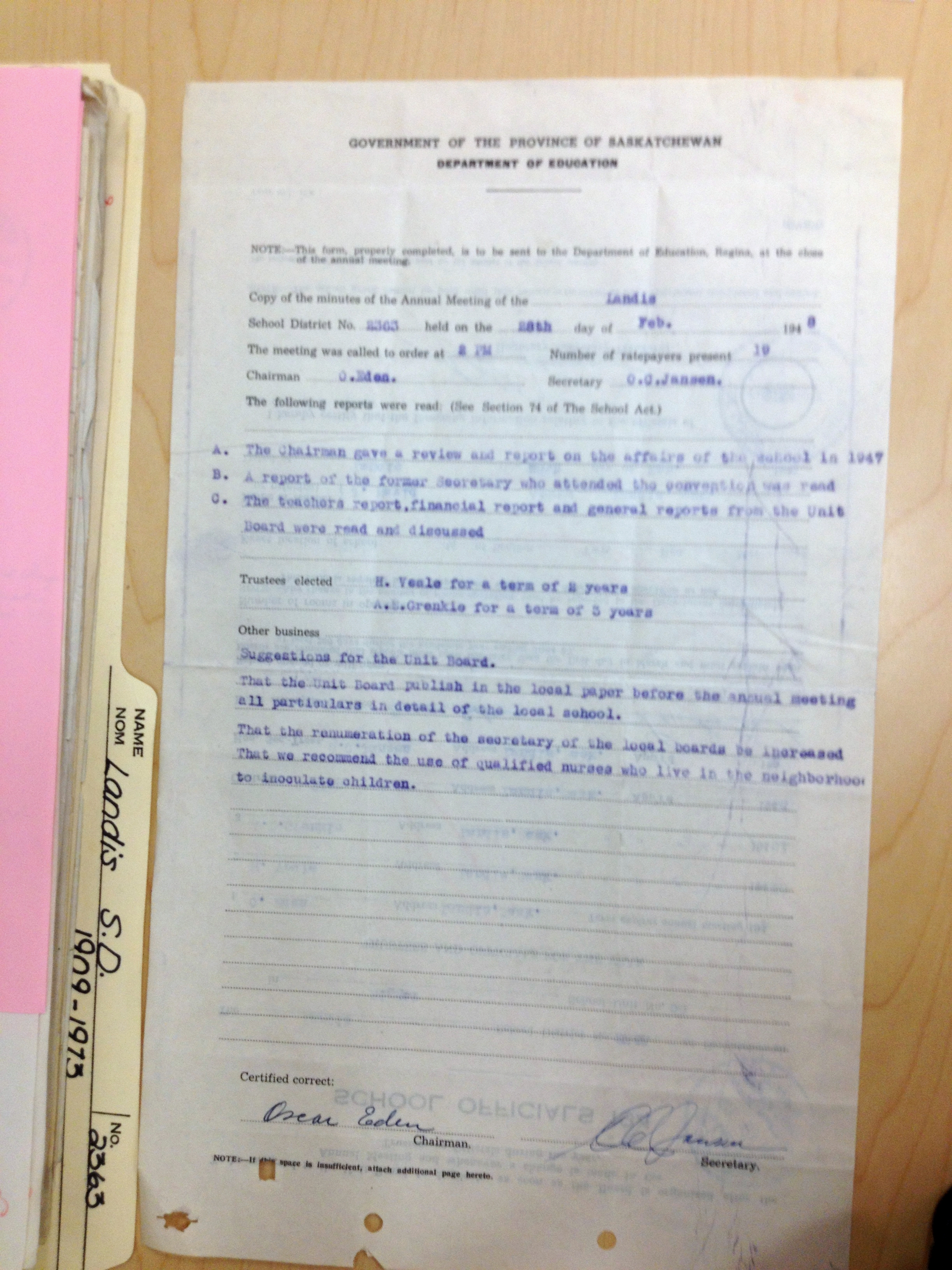 Landis School District 2363, 1909-1973, Village of Landis, North west quarter section 24 township 37 range 18 west of the third meridian,  Saskatchewan, - Saskatchewan Gen Web - Saskatchewan One room School Project