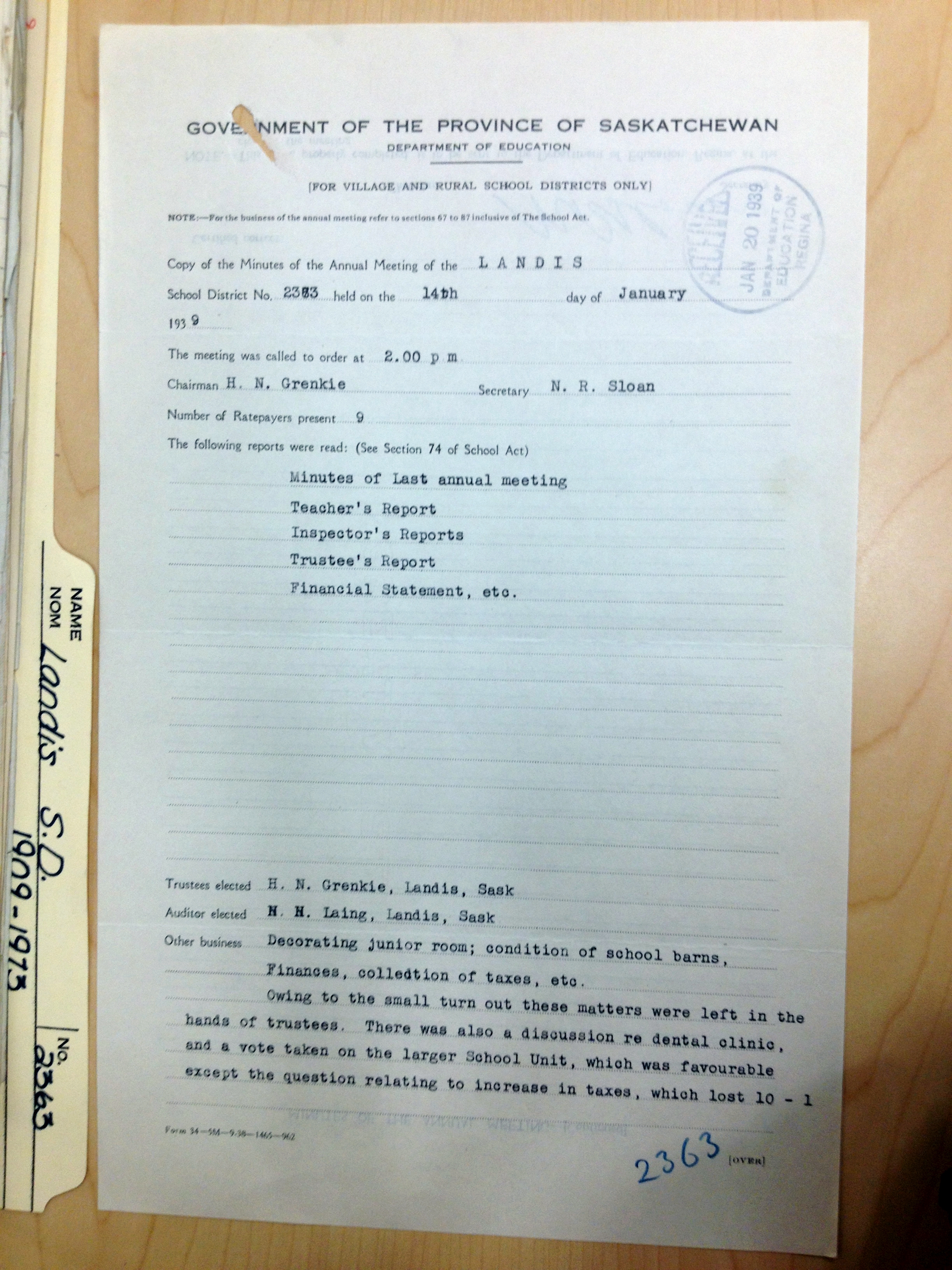 Landis School District 2363, 1909-1973, Village of Landis, North west quarter section 24 township 37 range 18 west of the third meridian,  Saskatchewan, - Saskatchewan Gen Web - Saskatchewan One room School Project