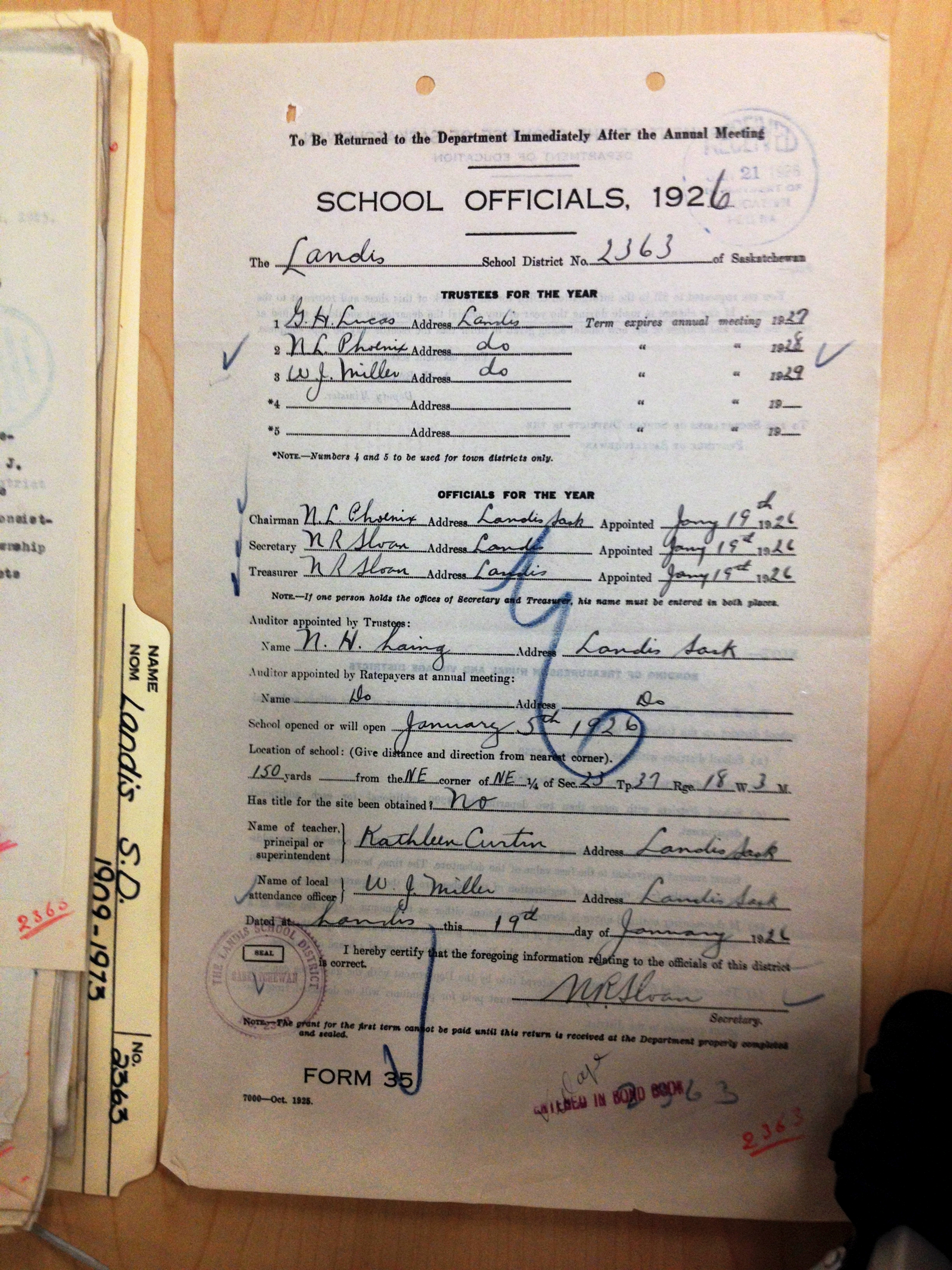 Landis School District 2363, 1909-1973, Village of Landis, North west quarter section 24 township 37 range 18 west of the third meridian,  Saskatchewan, - Saskatchewan Gen Web - Saskatchewan One room School Project