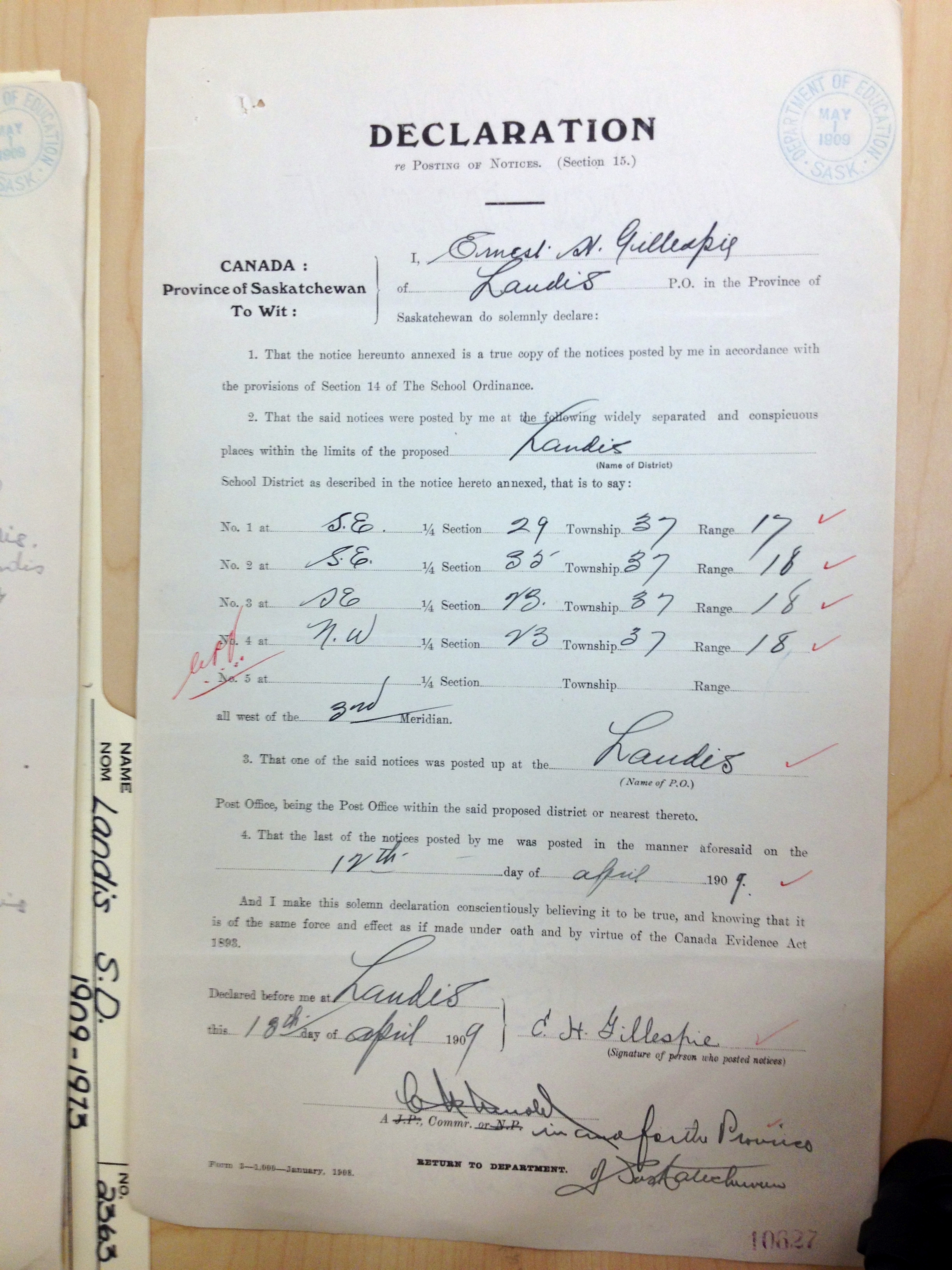 Landis School District 2363, 1909-1973, Village of Landis, North west quarter section 24 township 37 range 18 west of the third meridian,  Saskatchewan, - Saskatchewan Gen Web - Saskatchewan One room School Project