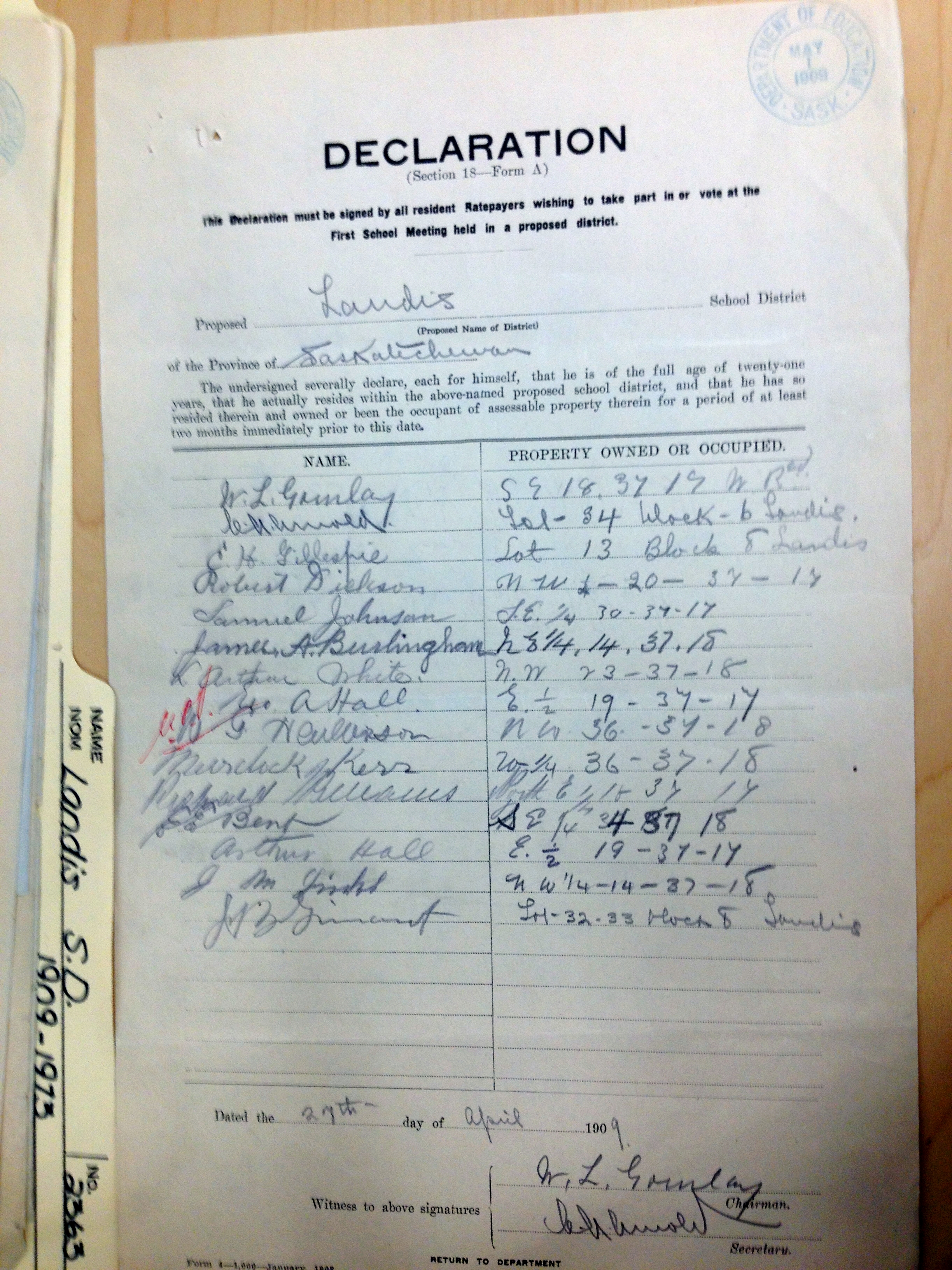 Landis School District 2363, 1909-1973, Village of Landis, North west quarter section 24 township 37 range 18 west of the third meridian,  Saskatchewan, - Saskatchewan Gen Web - Saskatchewan One room School Project