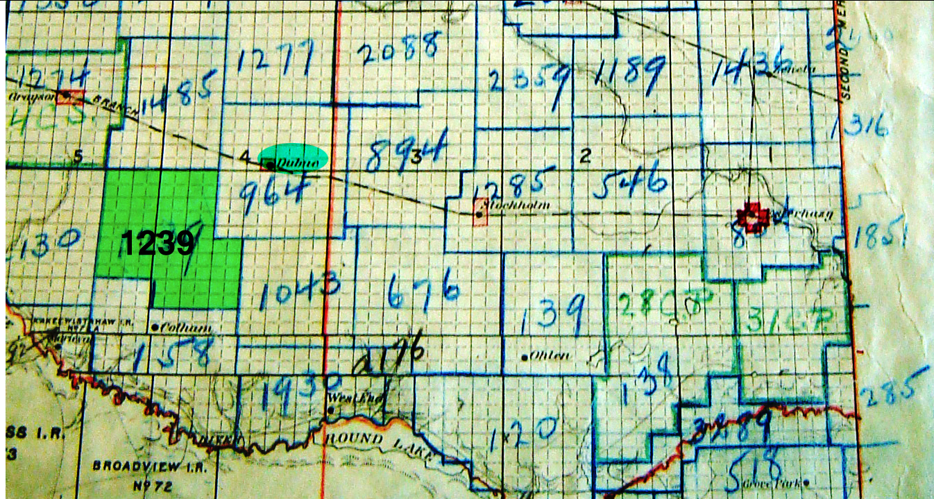 Larsen School District 1239, NW 20 Township 19 range 4 West of the 2 meridian, 1905-1964, near Dubuc, SE section 3 Township 20 Range 4 WEst of the 2nd Meridian, Saskatchewan