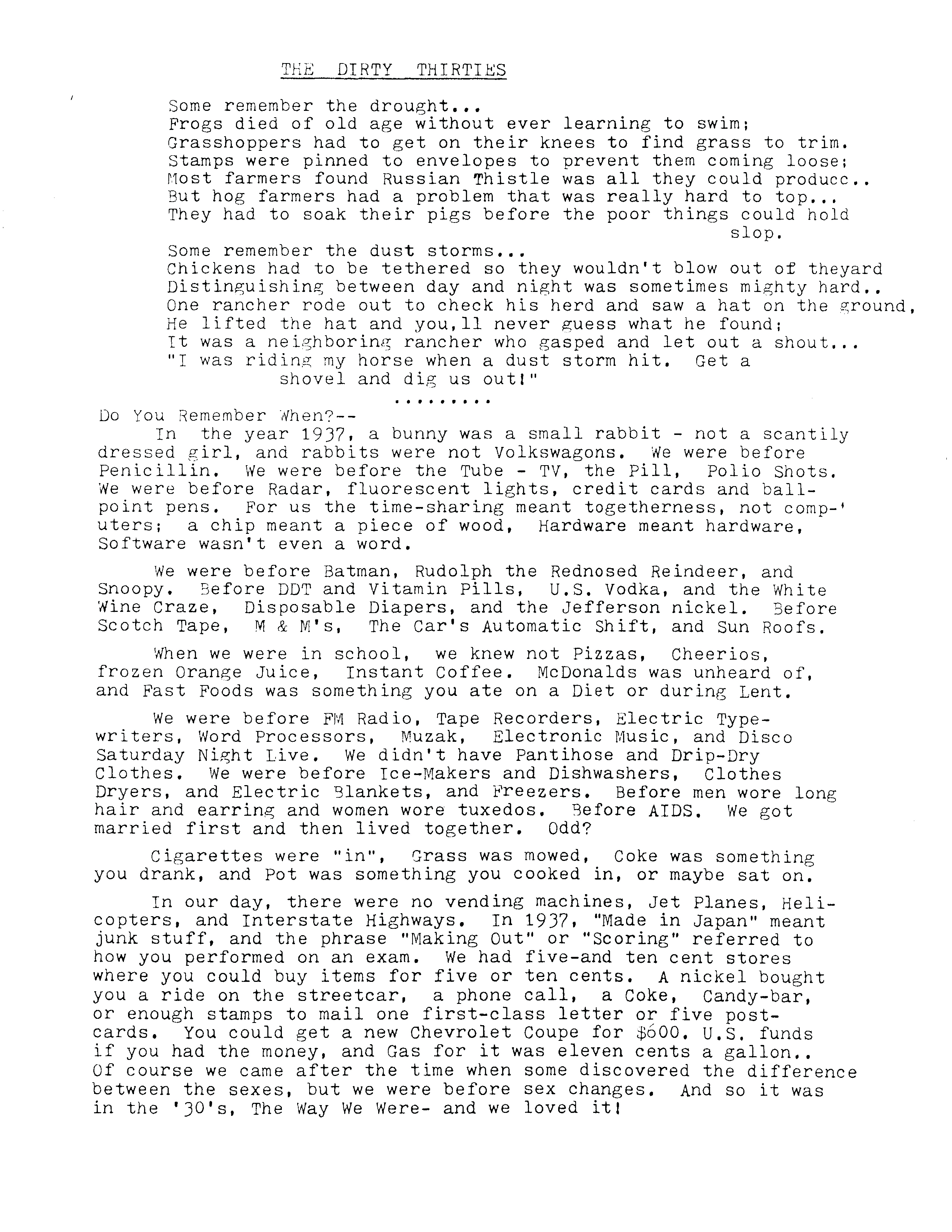 History of Cadillac and Surrounding District, The Good Old Days, Prepared by Alta Legros and Marlene Davidson for Homecoming '71, Elmwood, Fairy Lake, Boule Creek, Priory, Wheatville, Crichton, Bedford, Orwell, Highway, Gouverneur, McKnight, Pinto Head, Driscol Lake, Frenchville, Lac Pelletier, Notre Dame, Cadillac,  Saskatchewan, Canada   