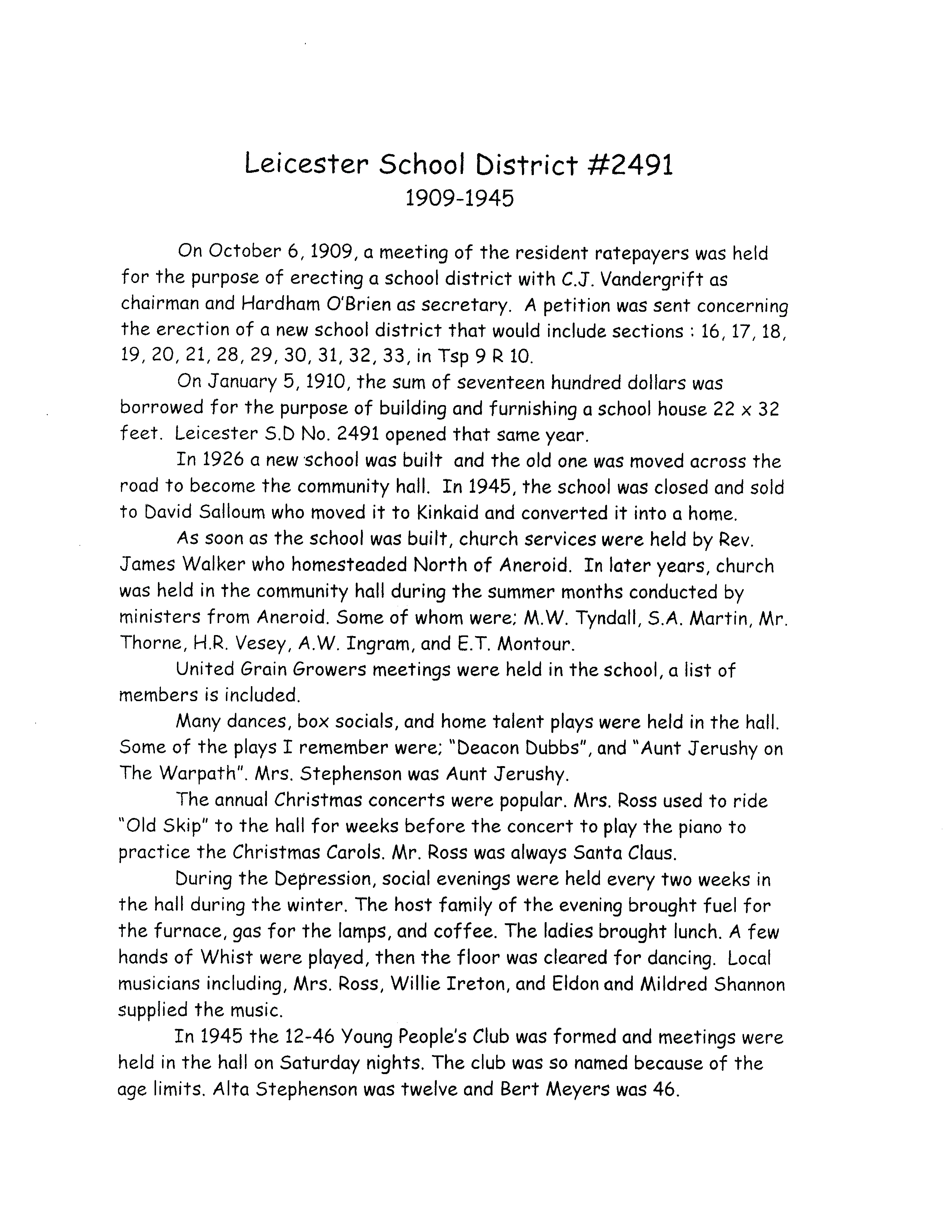 History of Cadillac and Surrounding District, The Good Old Days, Prepared by Alta Legros and Marlene Davidson for Homecoming '71, Elmwood, Fairy Lake, Boule Creek, Priory, Wheatville, Crichton, Bedford, Orwell, Highway, Gouverneur, McKnight, Pinto Head, Driscol Lake, Frenchville, Lac Pelletier, Notre Dame, Cadillac,  Saskatchewan, Canada   