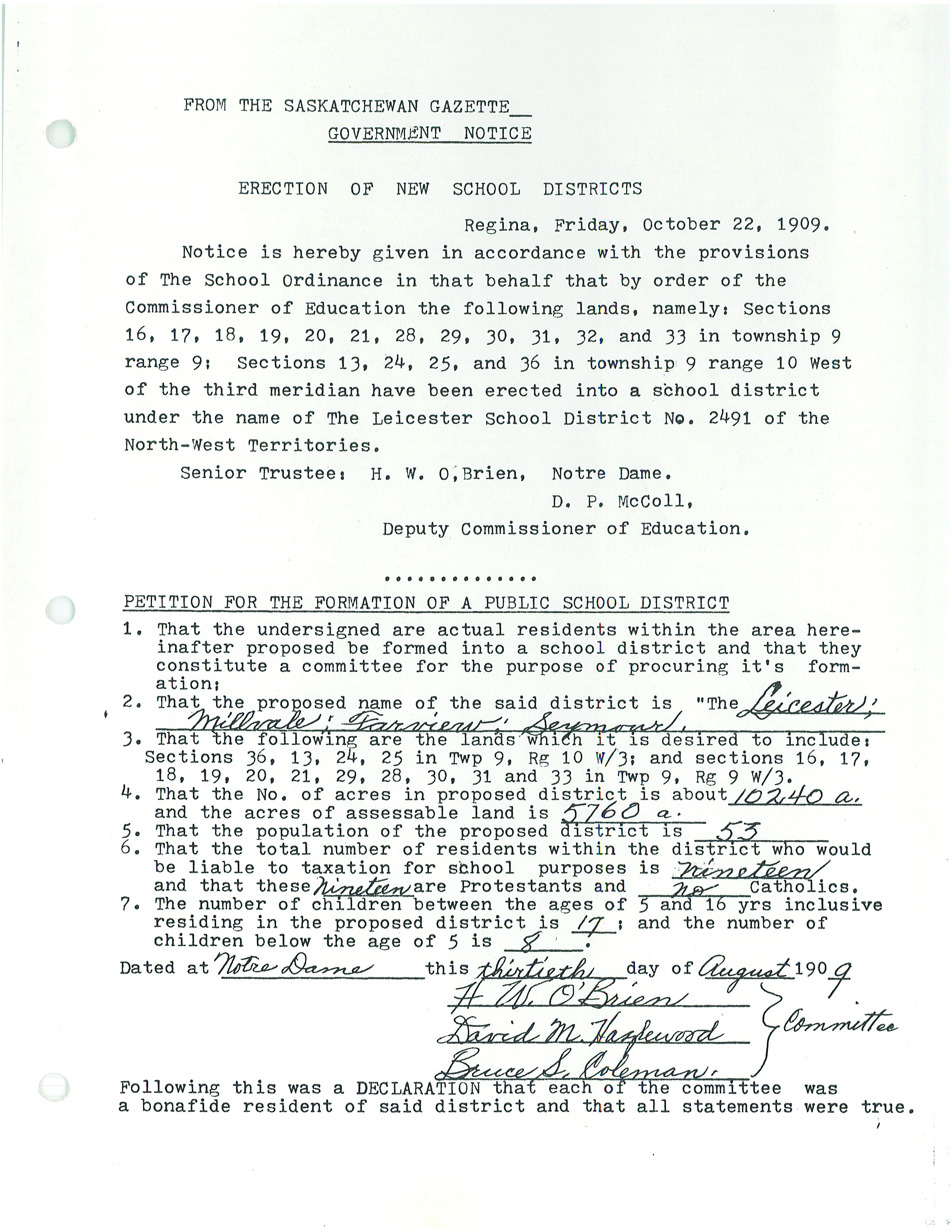 History of Cadillac and Surrounding District, The Good Old Days, Prepared by Alta Legros and Marlene Davidson for Homecoming '71, Elmwood, Fairy Lake, Boule Creek, Priory, Wheatville, Crichton, Bedford, Orwell, Highway, Gouverneur, McKnight, Pinto Head, Driscol Lake, Frenchville, Lac Pelletier, Notre Dame, Cadillac,  Saskatchewan, Canada   