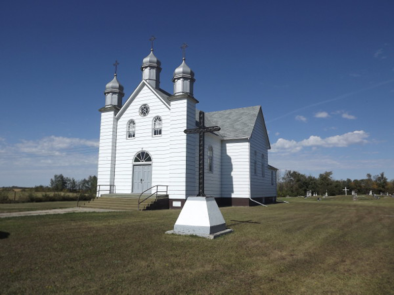 Lily White School District 4691 and St Demetrius Ukrainian Greek Catholic Church near Wishart, Saskatchewan