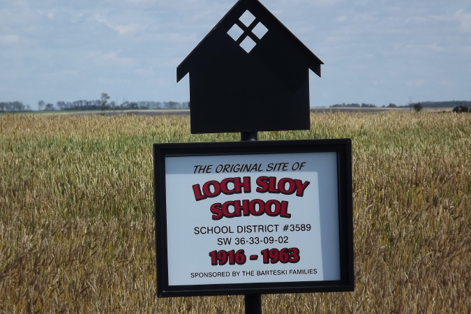 Loch Sloy School District 3589, South West section 36 Township 33 Range 9 west of the second meridian, near Invermay North west section 1 township 33 range 9 west of the second meridian, 1916-1963, N 51 52' 25.3'', W 103 09' 51.6'' 