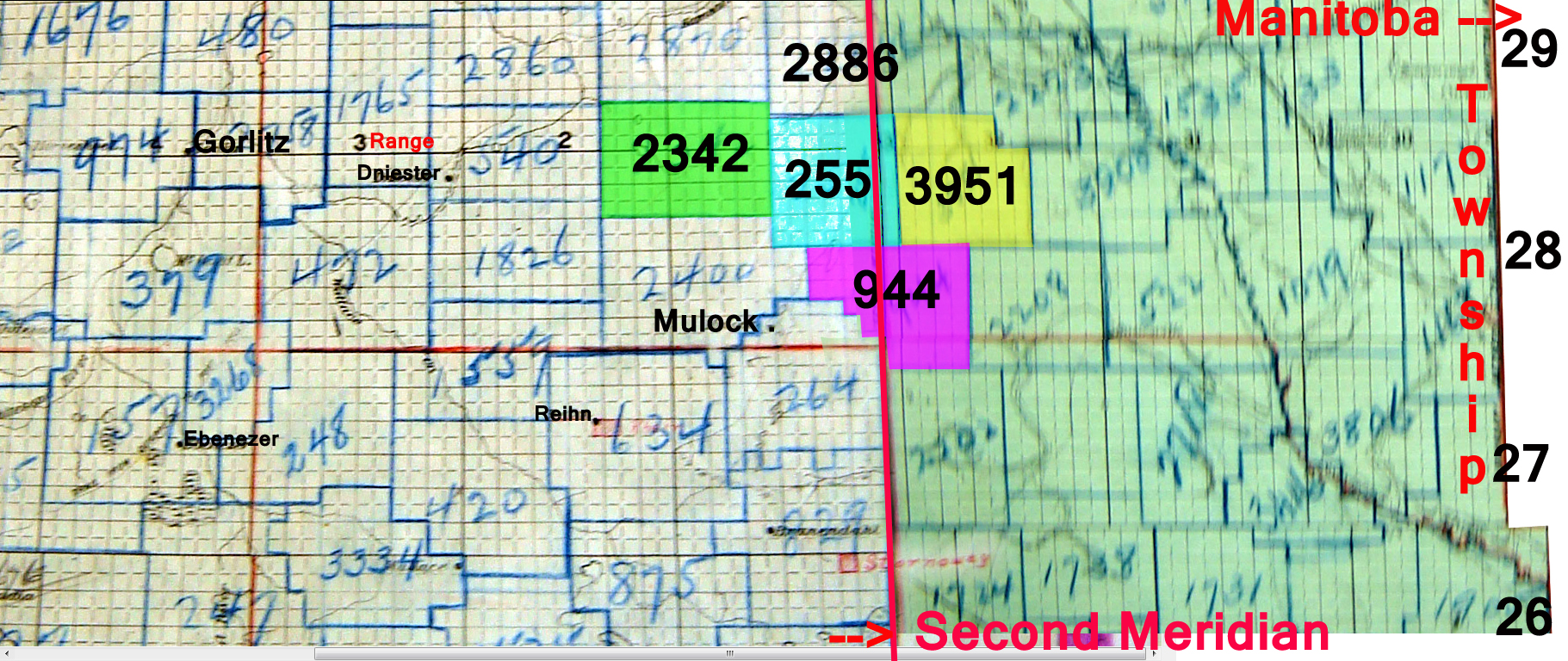 Map north east of Yorkton around Mulock, SK and Stornoway, SK