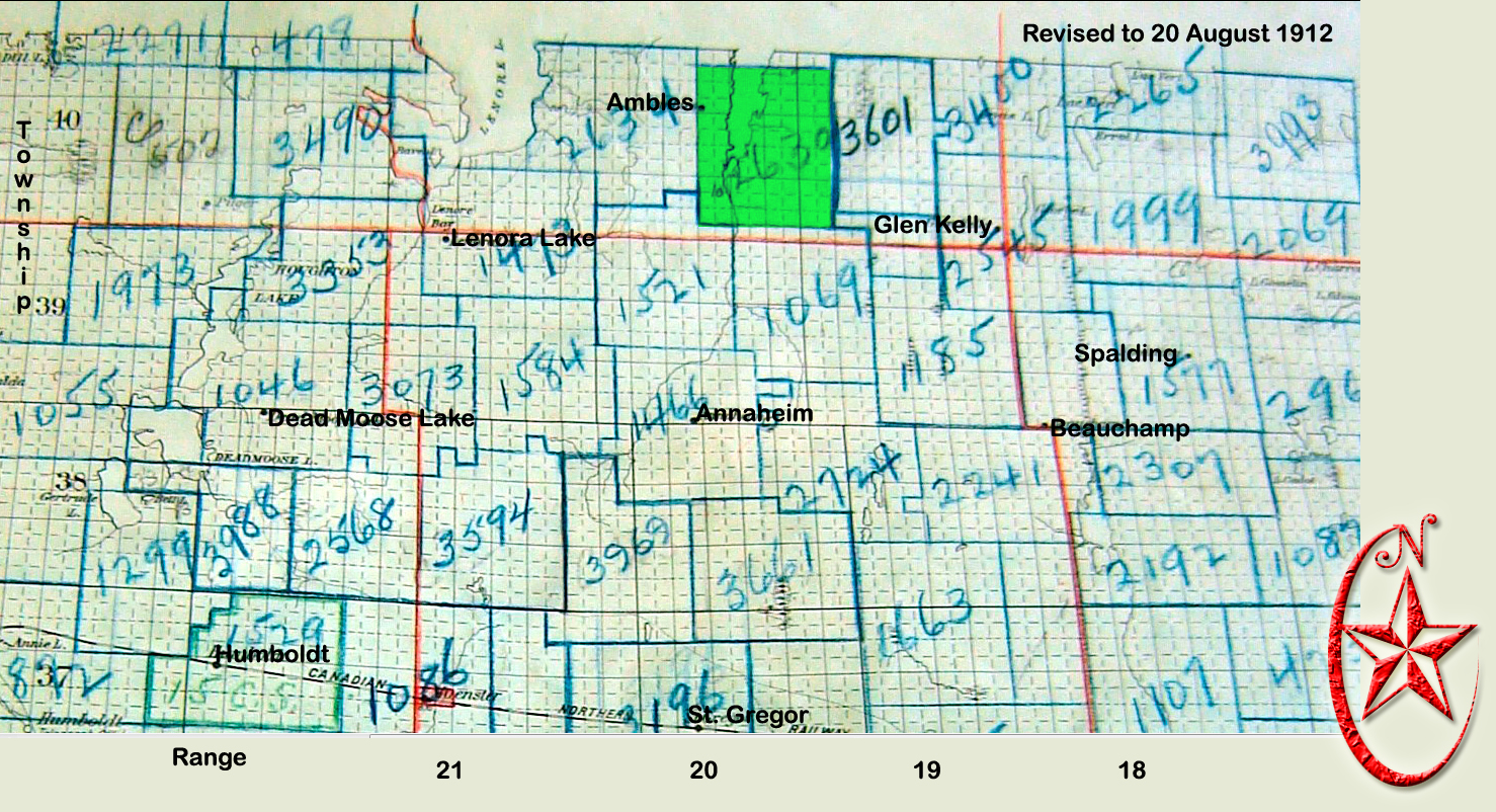 Norwegian Grove School District 2630, Northeast section 14 township  40- range 19 west of the 2nd meridian, 1912, Lake Lenore,