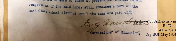 Saskatchewan One Room School House Orders Issued by the Commissioner of Education. Province of Saskatchewan, Canada. Sept 1901- May 1904