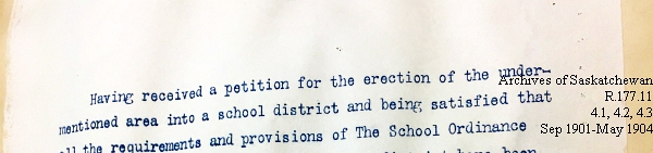 Saskatchewan One Room School House Orders Issued by the Commissioner of Education. Province of Saskatchewan, Canada. Sept 1901- May 1904