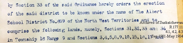 Saskatchewan One Room School House Orders Issued by the Commissioner of Education. Province of Saskatchewan, Canada. Sept 1901- May 1904