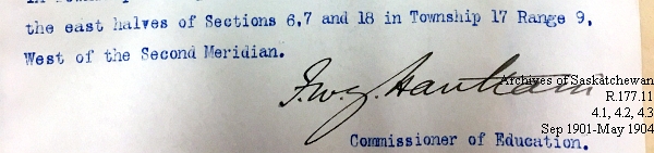 Saskatchewan One Room School House Orders Issued by the Commissioner of Education. Province of Saskatchewan, Canada. Sept 1901- May 1904