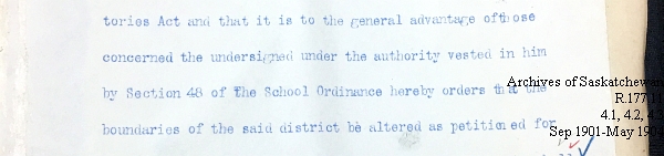 Saskatchewan One Room School House Orders Issued by the Commissioner of Education. Province of Saskatchewan, Canada. Sept 1901- May 1904