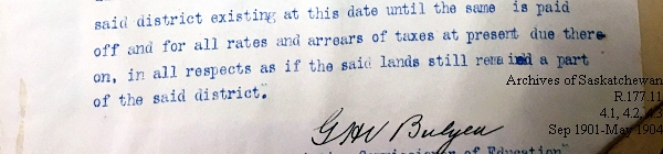 Saskatchewan One Room School House Orders Issued by the Commissioner of Education. Province of Saskatchewan, Canada. Sept 1901- May 1904