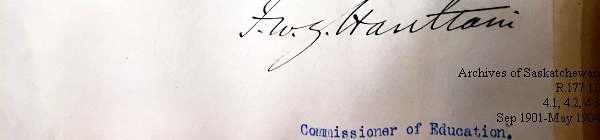 Saskatchewan One Room School House Orders Issued by the Commissioner of Education. Province of Saskatchewan, Canada. Sept 1901- May 1904