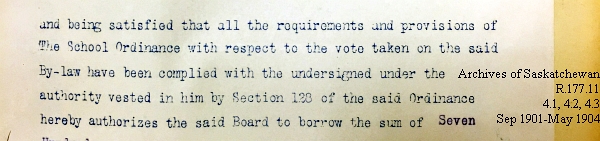 Saskatchewan One Room School House Orders Issued by the Commissioner of Education. Province of Saskatchewan, Canada. Sept 1901- May 1904