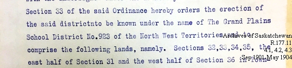 Saskatchewan One Room School House Orders Issued by the Commissioner of Education. Province of Saskatchewan, Canada. Sept 1901- May 1904